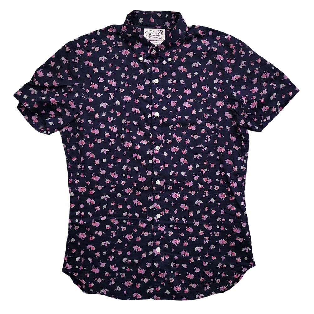 Bonobos Riviera Shirt Mens M Slim Fit Blue Purple Floral Short Sleeve Button Up